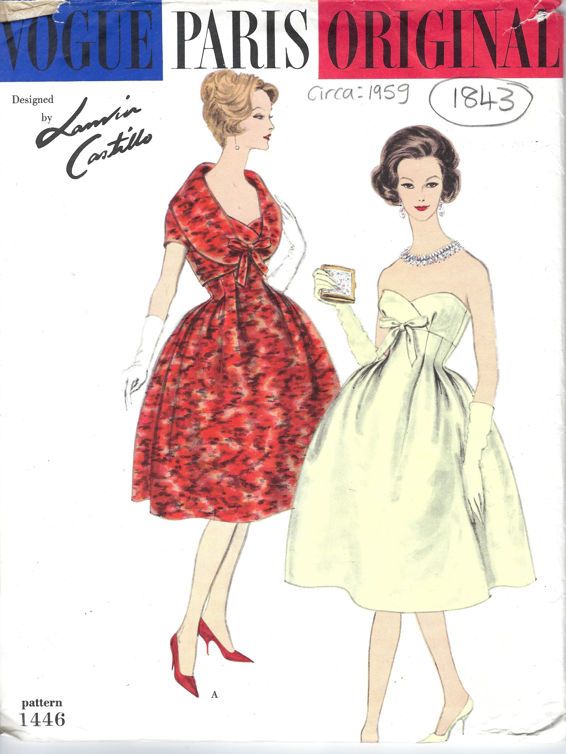 Patron De Robe VOGUE LANVIN CASTILLO B34 - Rare - Neuf - Pour Couturière