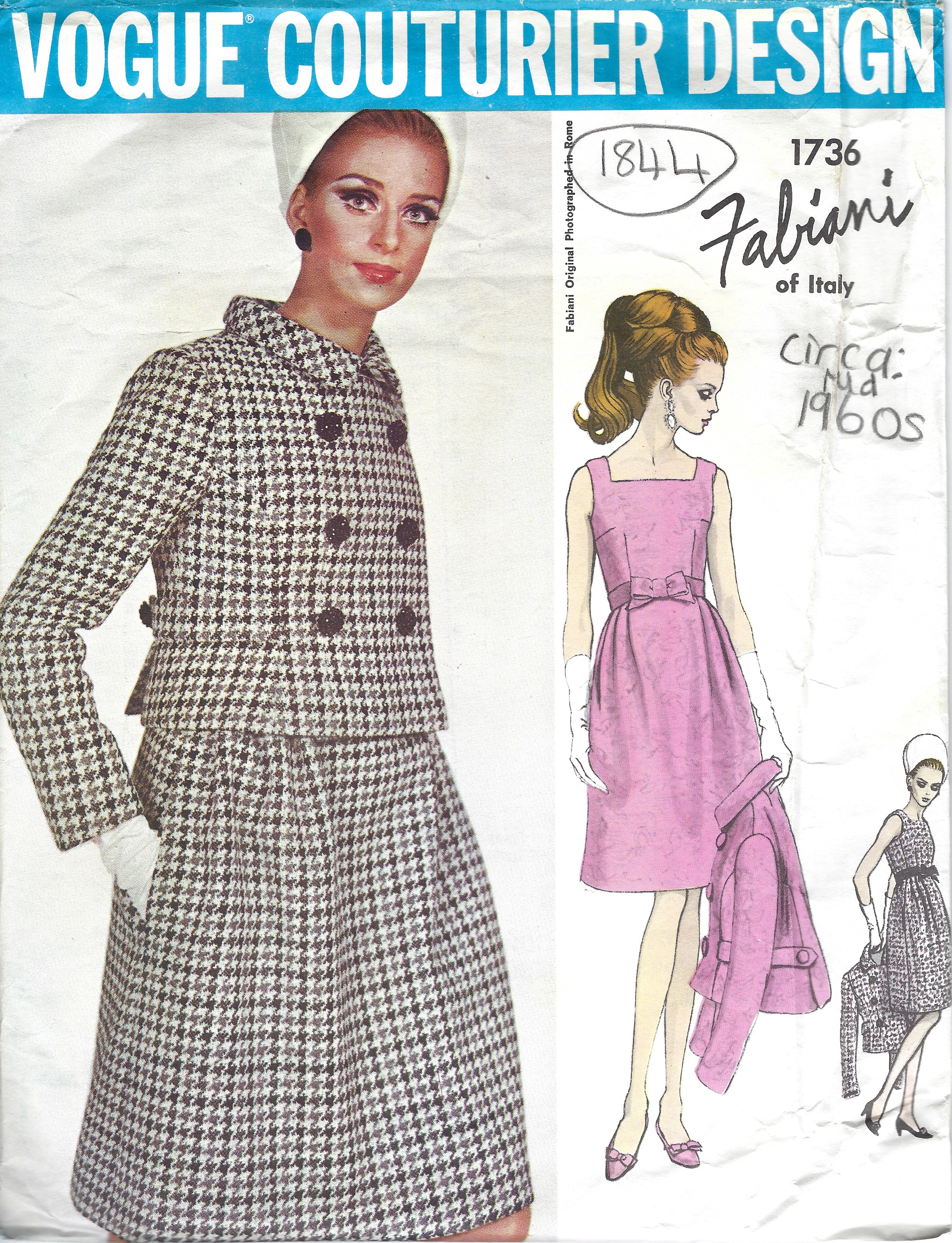 1960s Vintage Vogue Sewing Pattern 2 Jacket Dress 1844 By Fabiani Of Italy Vogue 1736 The Vintage Pattern Shop