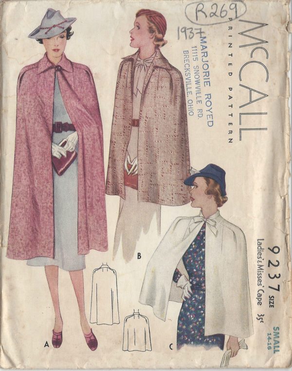 1937-Vintage-Sewing-Pattern-CAPE-B32-34-R269-251161721000