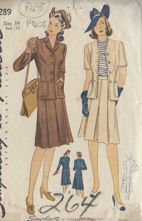 1940s-Vintage-Sewing-Pattern-B32-TWO-PIECE-SUIT-R478-251151573000
