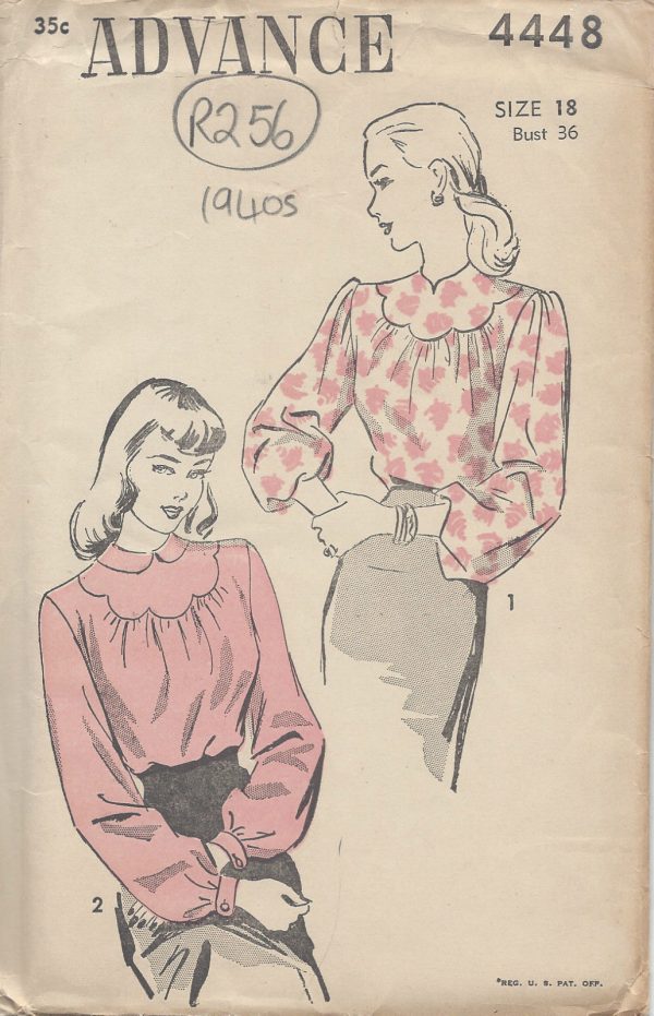 1940s-Vintage-Sewing-Pattern-B36-BLOUSE-R256-251185505690
