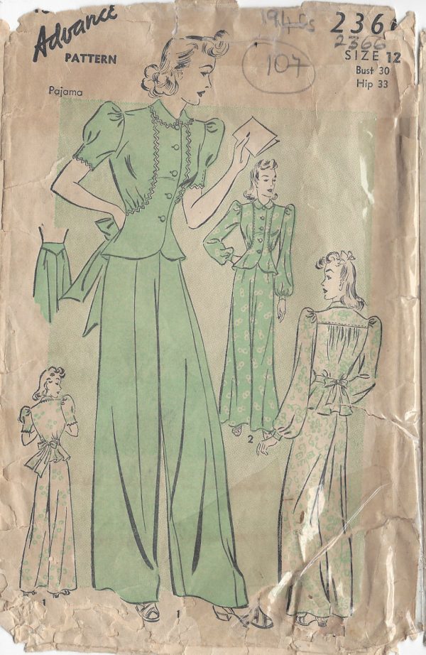 1940s-Vintage-Sewing-Pattern-PYJAMAS-B30-107-251149190750
