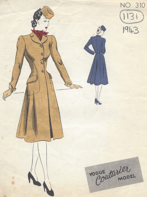 1943-WW2-Vintage-VOGUE-Sewing-Pattern-B30-COAT-1131-261308353110