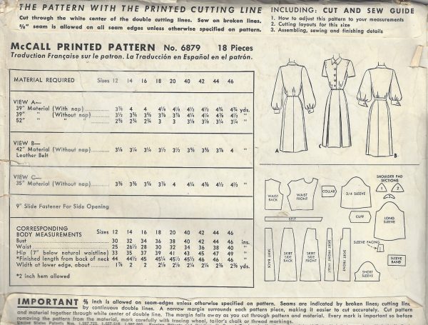 1947-Vintage-Sewing-Pattern-B40-DRESS-1647-252383667710-2