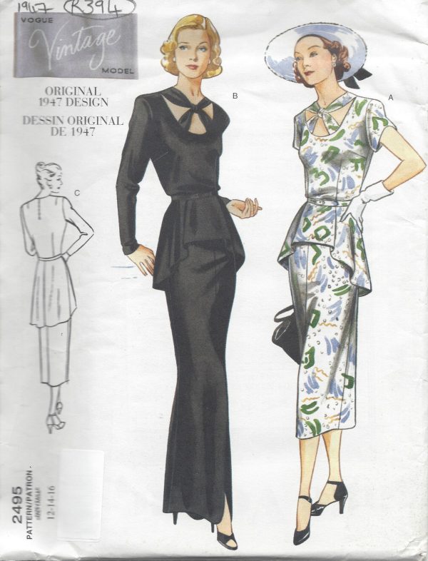 1947-Vintage-VOGUE-Sewing-Pattern-B34-36-38-DRESS-R394-251157411520