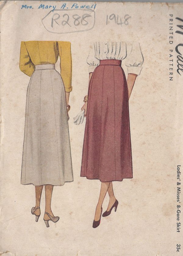 1948-Vintage-Sewing-Pattern-W26-SKIRT-R288-251162255470