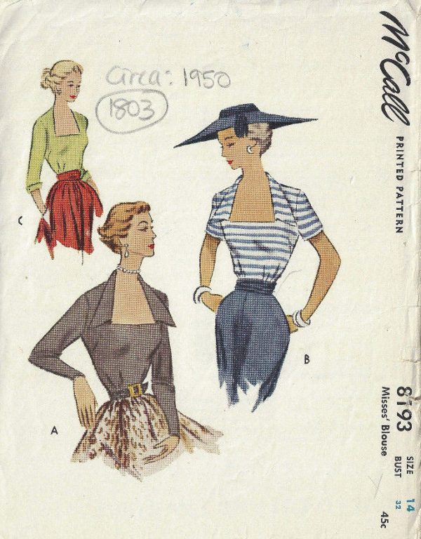 1950-Vintage-Sewing-Pattern-B32-BLOUSE-1803-262919131740