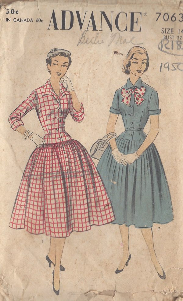 1950s-Vintage-Sewing-Pattern-B32-DRESS-R182-251164010690