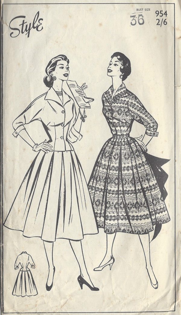 1950s-Vintage-Sewing-Pattern-B36-SKIRT-BLOUSE-R644-251175163730