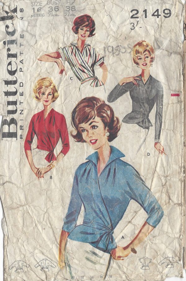 1950s-Vintage-Sewing-Pattern-B36-WRAP-AROUND-BLOUSE-R703-252364535370