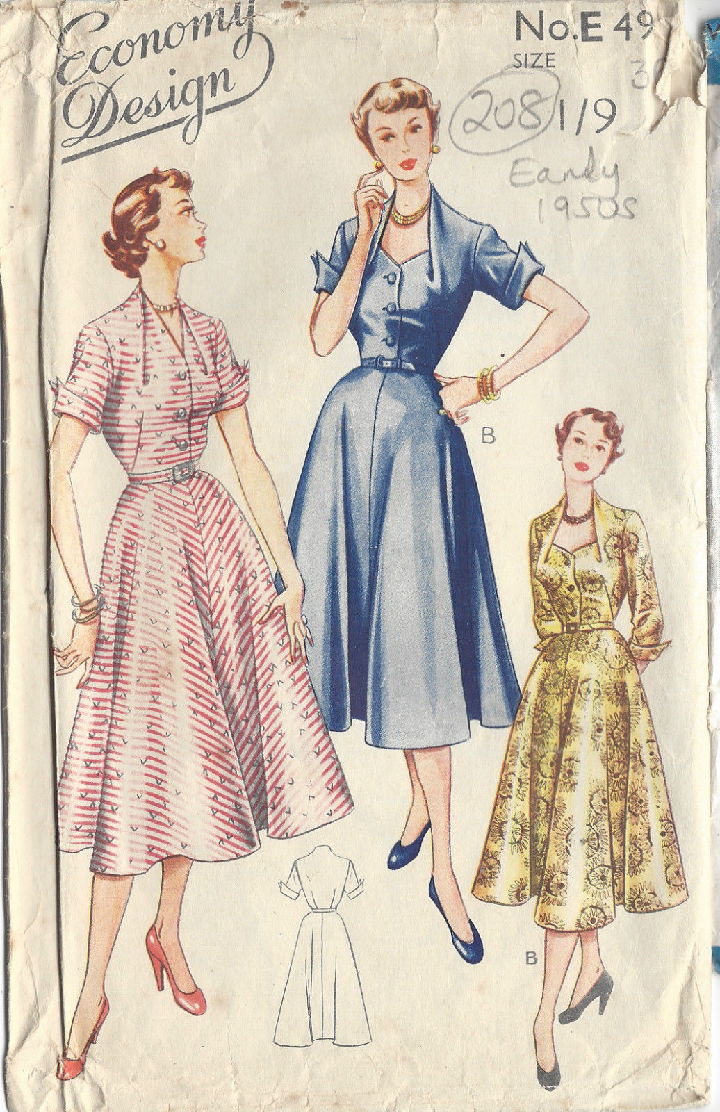 1950s Vintage Sewing Pattern DRESS B36