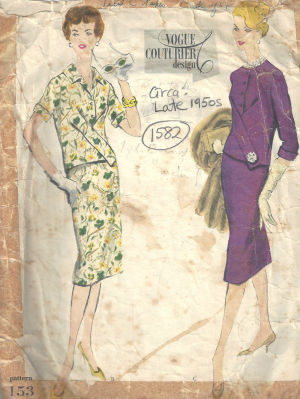 1950s-Vintage-VOGUE-Sewing-Pattern-B34-TWO-PIECE-DRESS-SKIRT-TOP-1582-262328484840