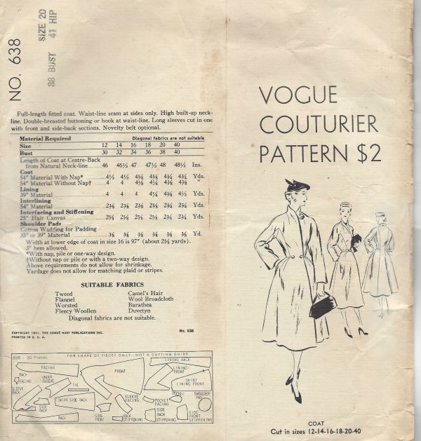 1951-Vintage-VOGUE-Sewing-Pattern-B38-COAT-1485-252075241850-2
