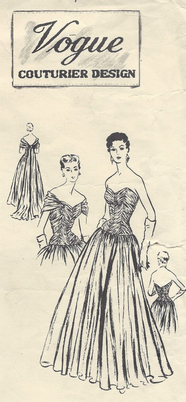 1953-Vintage-VOGUE-Sewing-Pattern-B32-EVENING-DRESSGOWN-E1306-251593808710-3