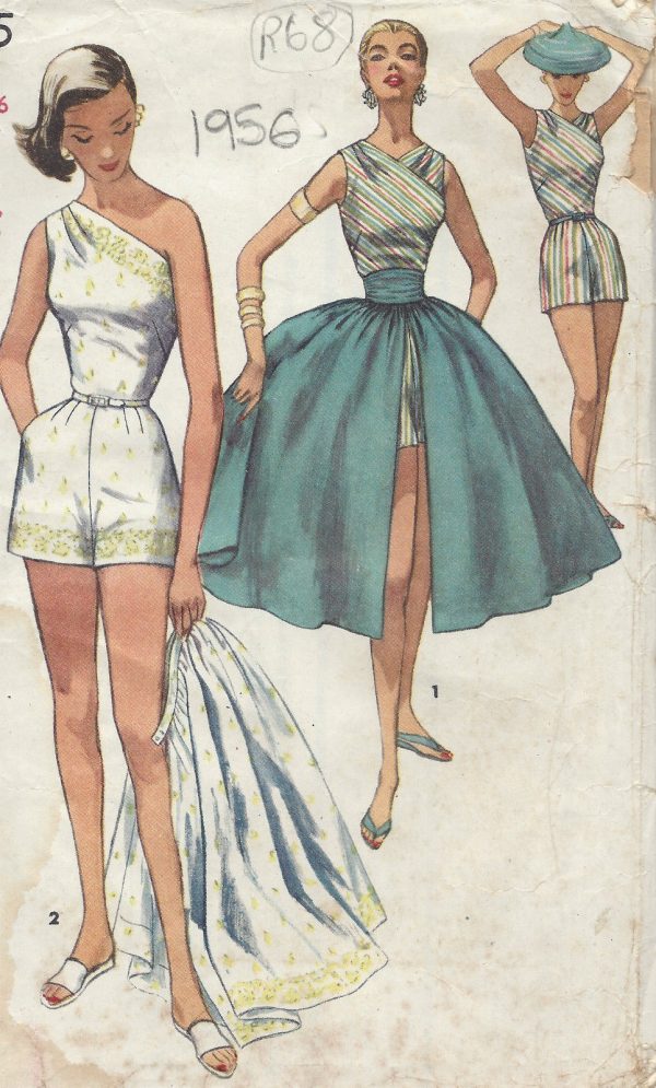 1956-Vintage-Sewing-Pattern-B34-SKIRT-CUMMERBUND-PLAYSUIT-RR68-261577100700