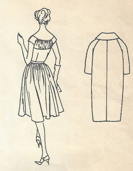 1958-Vintage-VOGUE-Sewing-Pattern-B32-DRESS-COAT-1752R-252701348730-3