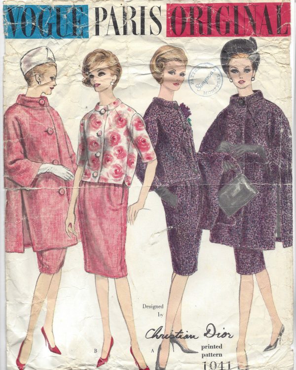 1960-Vintage-VOGUE-Sewing-Pattern-B36-SUIT-COAT-JACKET-SKIRT-1379-Dior-251778064660-2