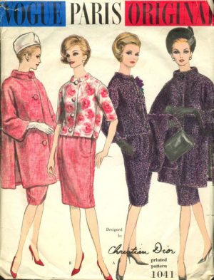 1960 Vintage VOGUE Sewing Pattern B34 COAT DRESS & SCARF 1586R 