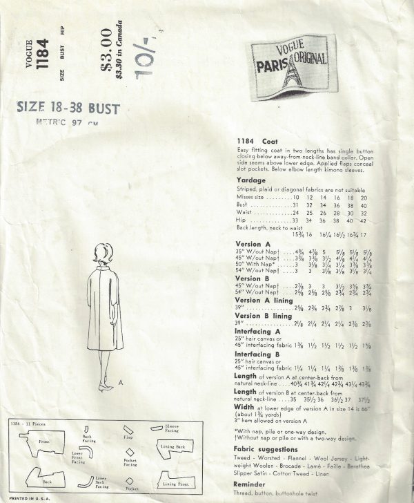 1960s-Vintage-VOGUE-Sewing-Pattern-B38-COAT-1589-By-Gres-252331487230-2