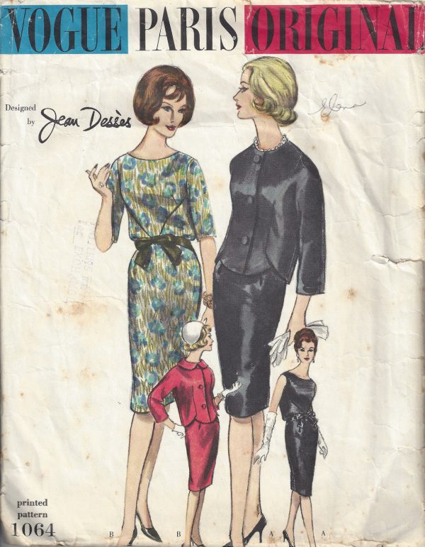 1961-Vintage-VOGUE-Sewing-Pattern-B32-DRESS-JACKET-1771-BY-JEAN-DESSES-262786233650