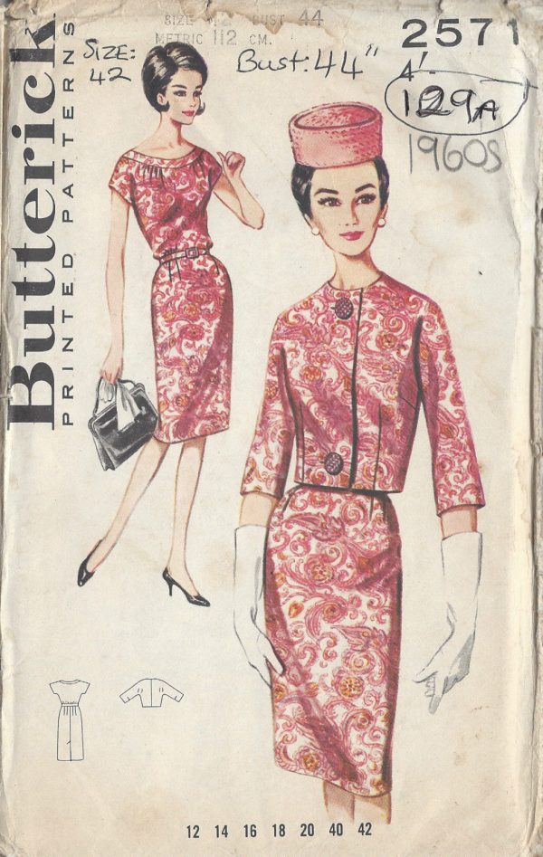 1963-Vintage-Sewing-Pattern-B44-DRESS-JACKET-1016-261225852490