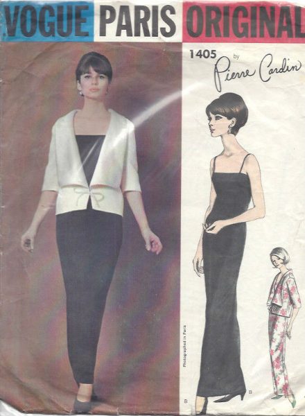 1964-Vintage-VOGUE-Sewing-Pattern-B34-EVENING-DRESS-JACKET-1518-Pierre-Cardin-252104542560