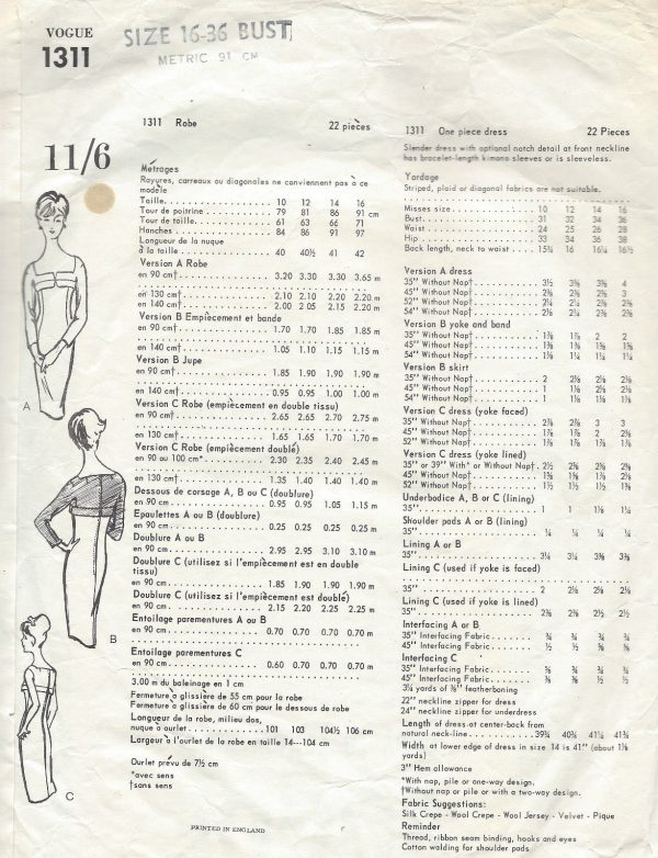 1964-Vintage-VOGUE-Sewing-Pattern-B36-DRESS-1511-BY-CHRISTIAN-DIOR-252104510650-2