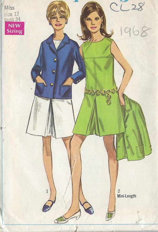 1968-Vintage-Sewing-Pattern-B34-PANTDRESS-JACKET-R682-251181557930