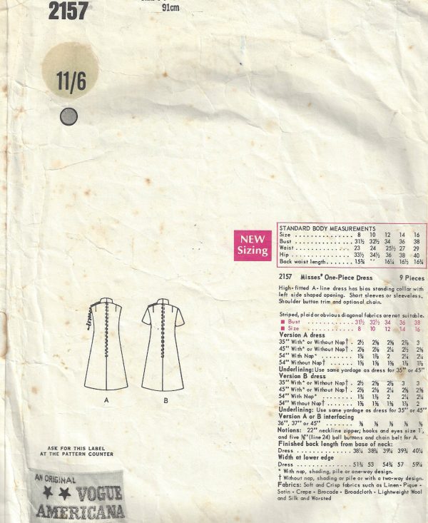 1969-Vintage-VOGUE-Sewing-Pattern-DRESS-B36-1585-By-Bill-Blass-262328514820-2