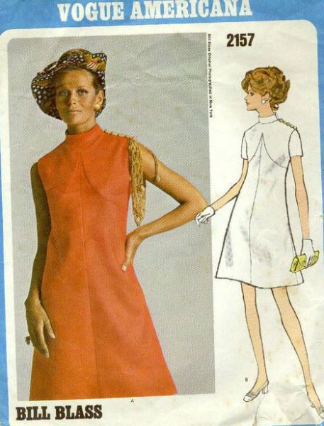 1969-Vintage-VOGUE-Sewing-Pattern-DRESS-B36-1585-By-Bill-Blass-262328514820