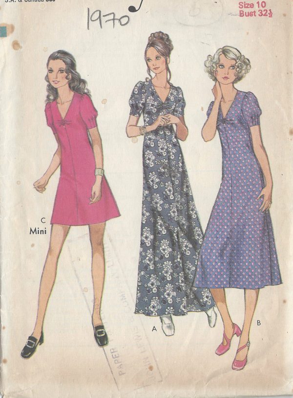 1970-Vintage-Sewing-Pattern-B32-12-MINI-DRESS-R749-251182394360