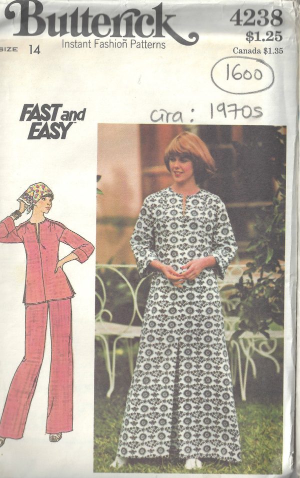 1970s-Vintage-Sewing-Pattern-B36-CAFTAN-TOP-PANTS-R1600-252335431740