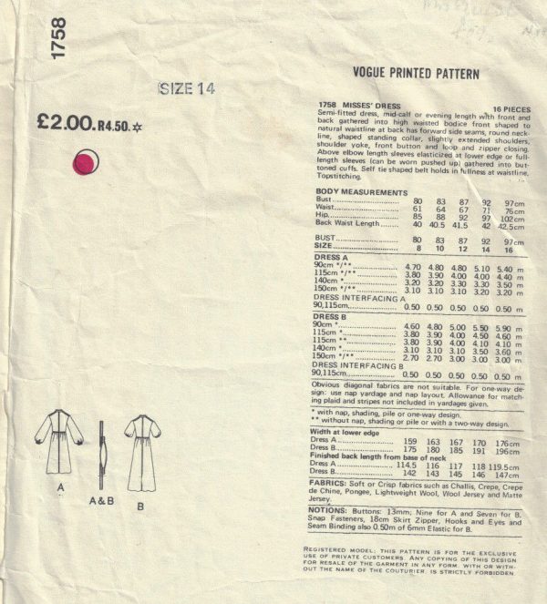 1978-Vintage-VOGUE-Sewing-Pattern-B36-DRESS-1707-By-EMANUEL-UNGARO-262559825820-2