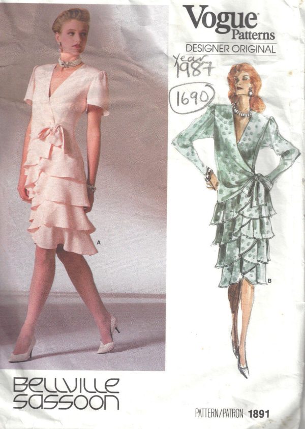 1987-Vintage-VOGUE-Sewing-Pattern-DRESS-B36-1690-By-BELLVILLE-SASSOON-262557539890