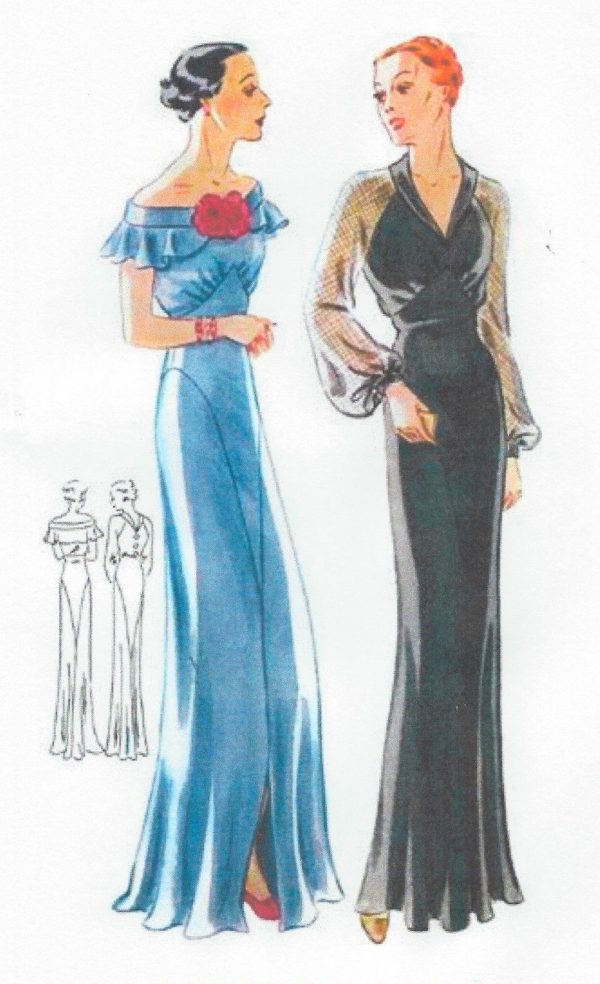 1939-Vintage-Sewing-Pattern-B38-EVENING-DRESS-R959-251264237321-3