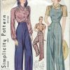 1940-Vintage-Sewing-Pattern-B44-W38-BLOUSE-TROUSERS-OVERALLS-1230-251699300181