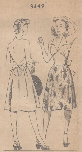 1940s-Vintage-Sewing-Pattern-B32-SKIRT-HALTER-NECK-TOP-173-251150957391