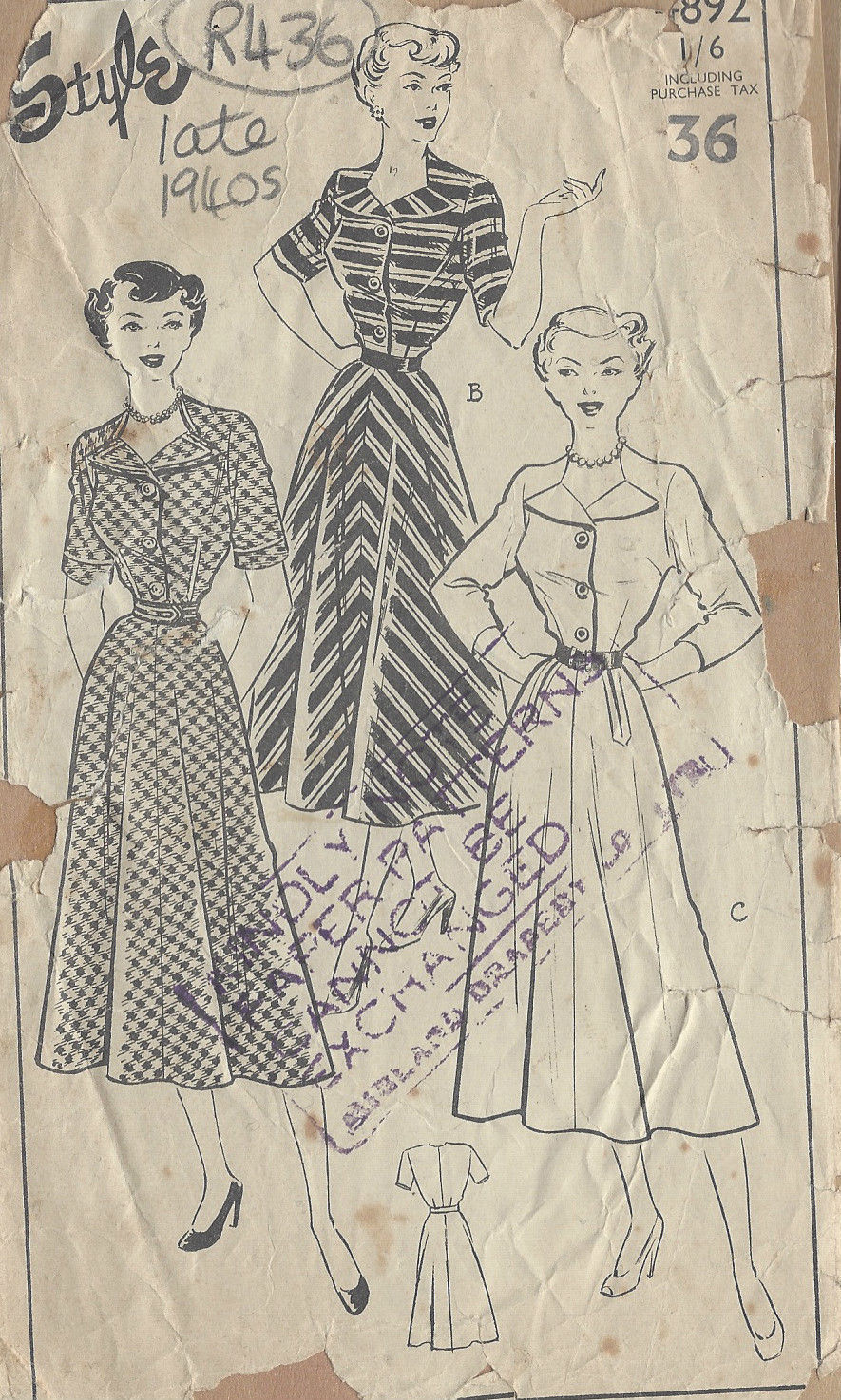 Simplicity Pattern 8249 H5 6-8-10-12-14 22 x 15 x 1 cm White Paper Misses Vintage 1940s Gown and Dress