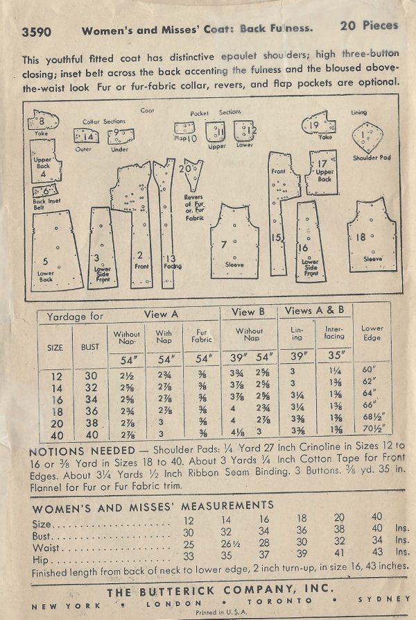 1940s-WW2-Vintage-Sewing-Pattern-B32-COAT-1326-261584131951-2