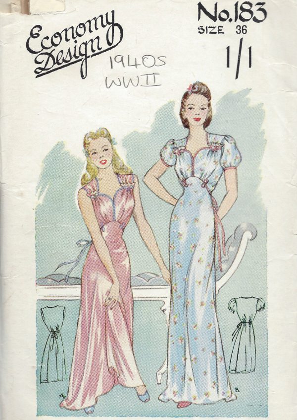 1940s-WW2-Vintage-Sewing-Pattern-B36-NIGHTDRESS-1197-251501077281