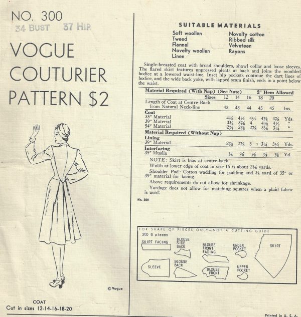 1940s-WW2-Vintage-VOGUE-Sewing-Pattern-B34-COAT-1615-262386413111-2