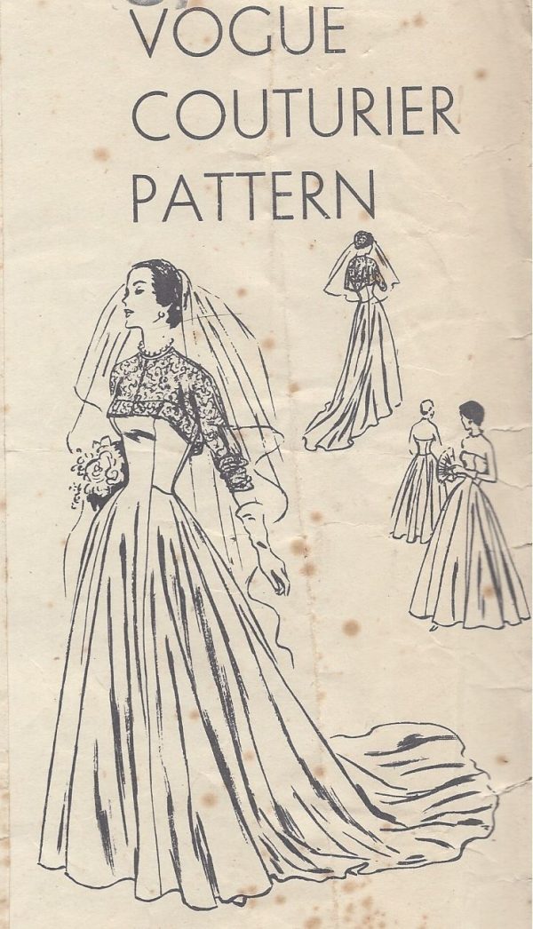 1950-Vintage-VOGUE-Sewing-Pattern-B36-BRIDAL-EVENING-DRESS-BOLERO-R767-262319635401