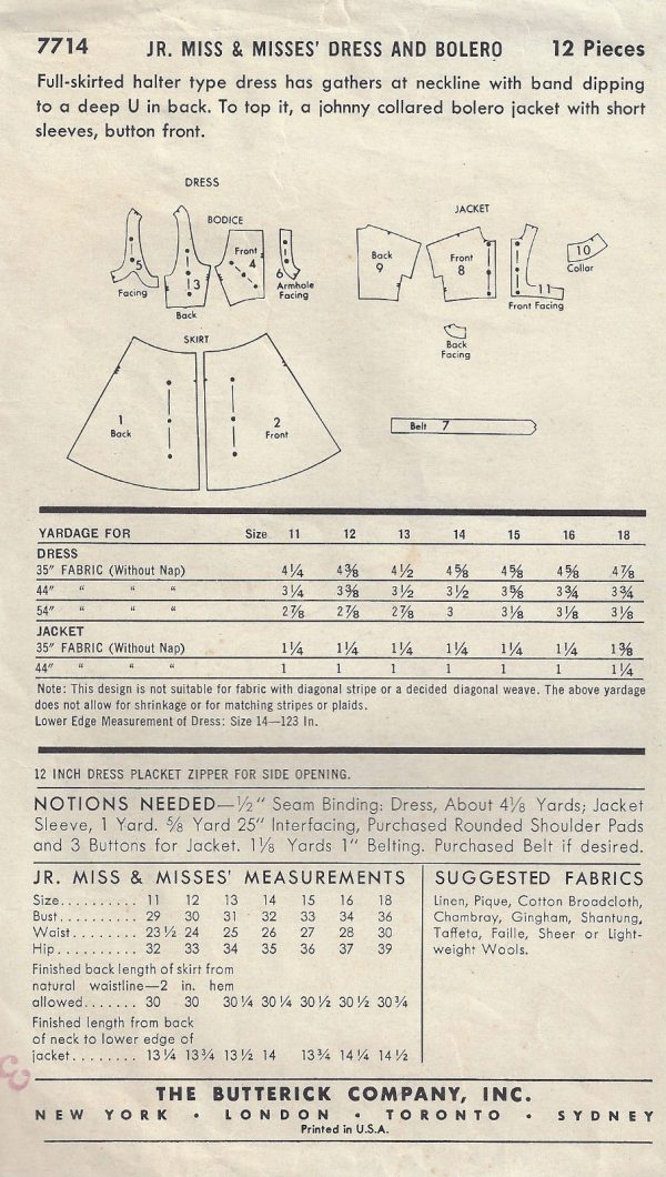 1950s-Vintage-Sewing-Pattern-B30-DRESS-BOLERO-R844-251221771261-2