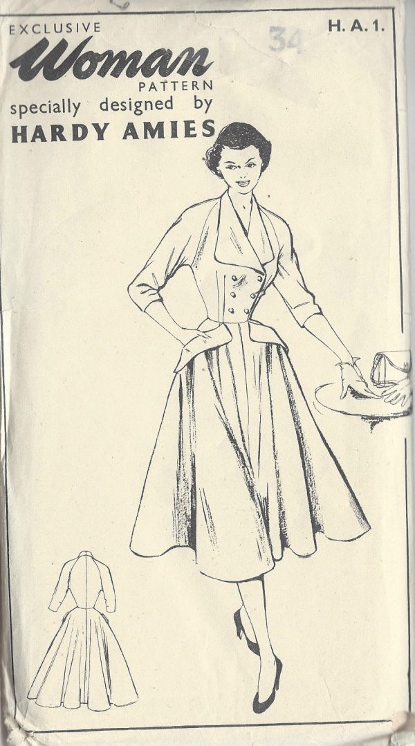 1950s-Vintage-Sewing-Pattern-B34-DRESS-R667-By-Hardy-Amies-251178218011