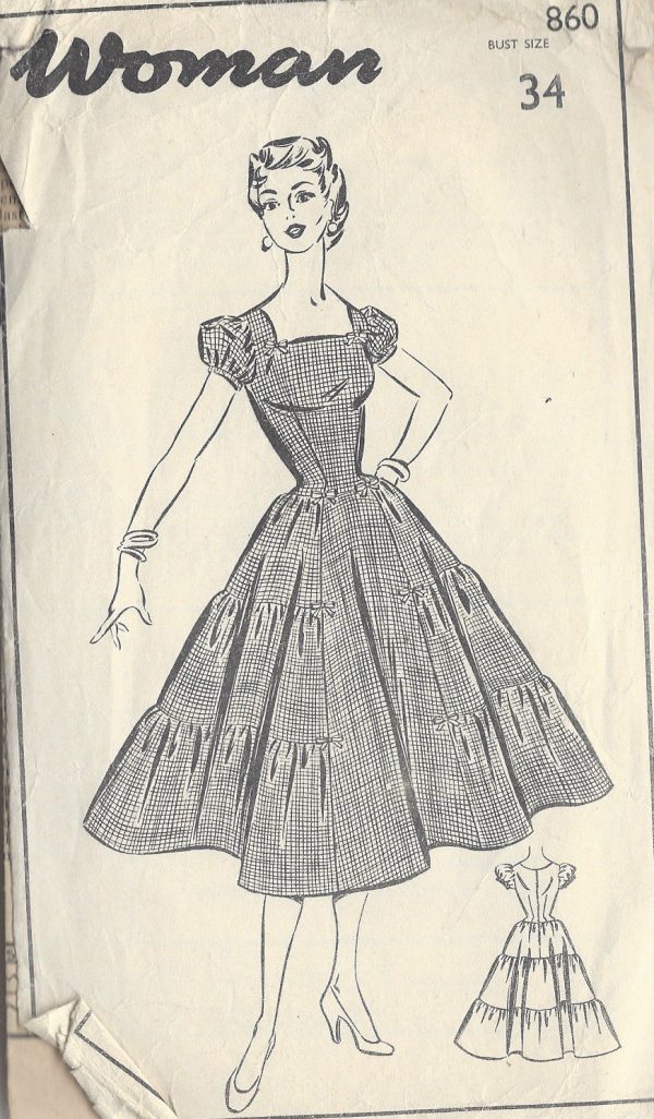 1950s-Vintage-Sewing-Pattern-DRESS-B34-R602-251149365391