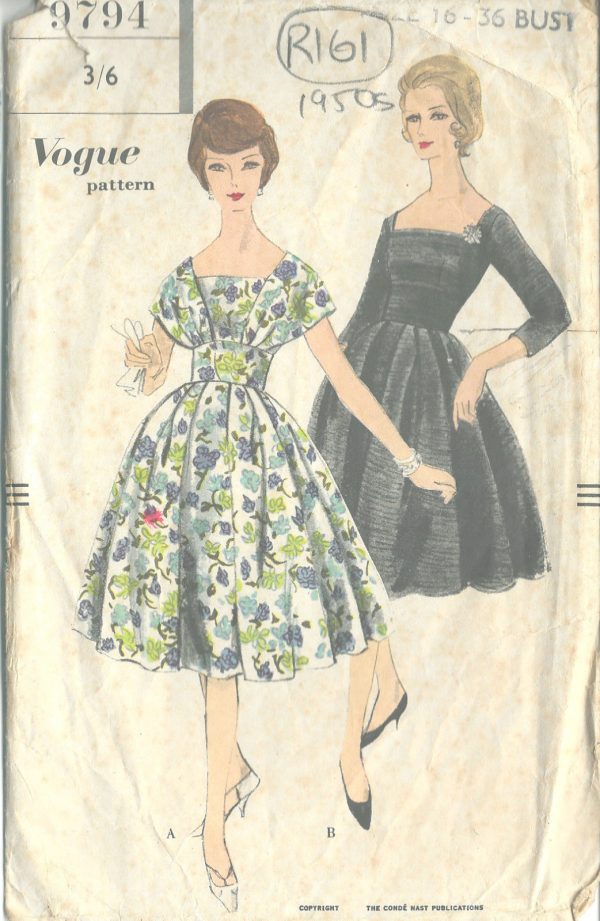 1950s-Vintage-VOGUE-Sewing-Pattern-B36-DRESS-R161-251143671471