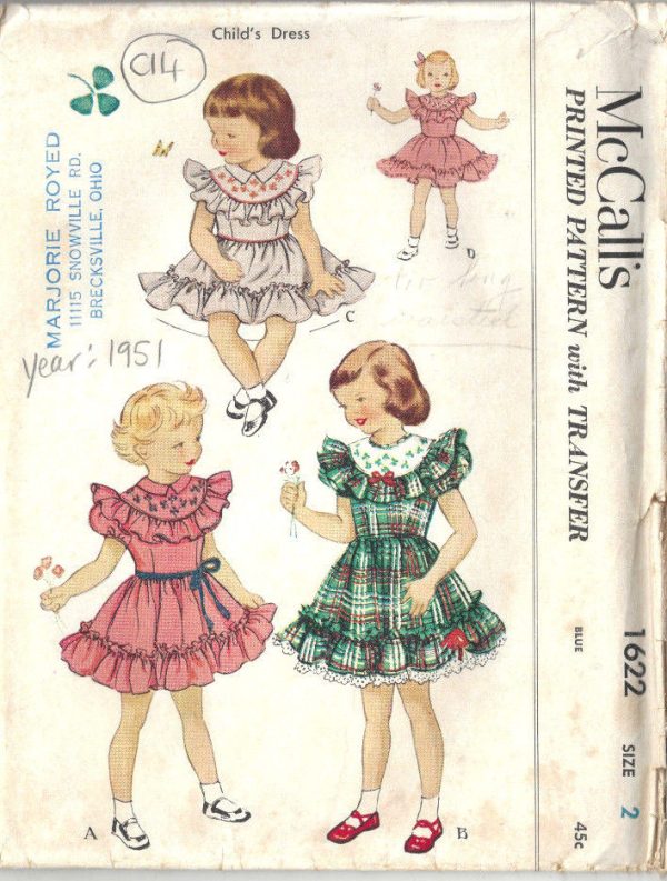 1951-Childrens-Vintage-Sewing-Pattern-S2-B21-DRESS-with-TRANSFER-C14-252521407851
