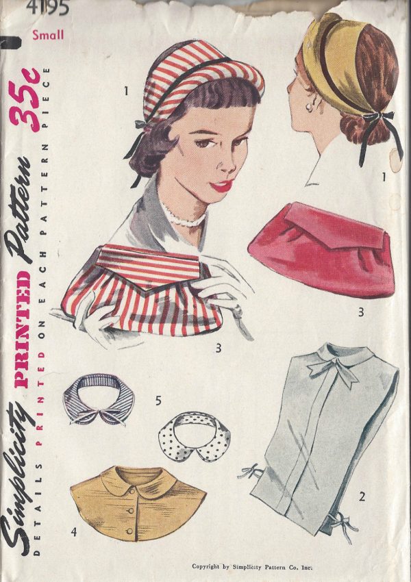 1952-Vintage-Sewing-Pattern-HAT-DICKEYS-COLLAR-BAG-R820-261161363851
