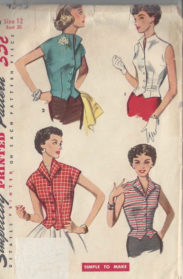 1953-Vintage-Sewing-Pattern-B30-WESKIT-BLOUSE-R726-251174626381