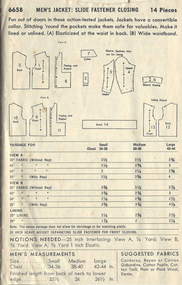 1953-Vintage-Sewing-Pattern-MENS-JACKET-C38-40-1350-251728439141-2